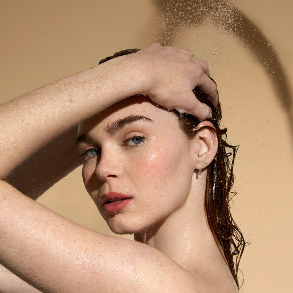 woman washing her scalp